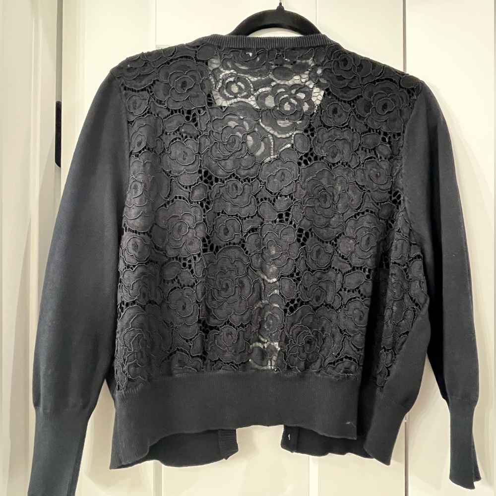 Karl Lagerfeld Black Cardigan with Lace Detail - Picture 5 of 8